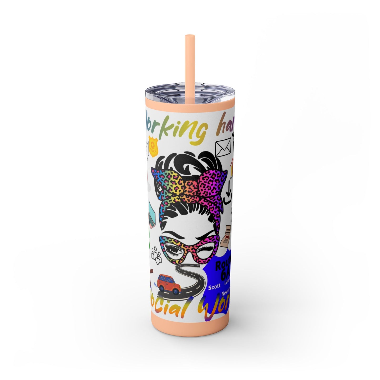 Social Worker Skinny Tumbler with Straw, 20oz