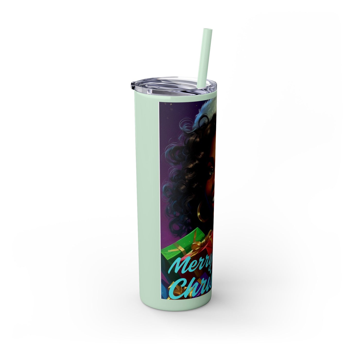 Merry Christmas Skinny Tumbler with Straw, 20oz