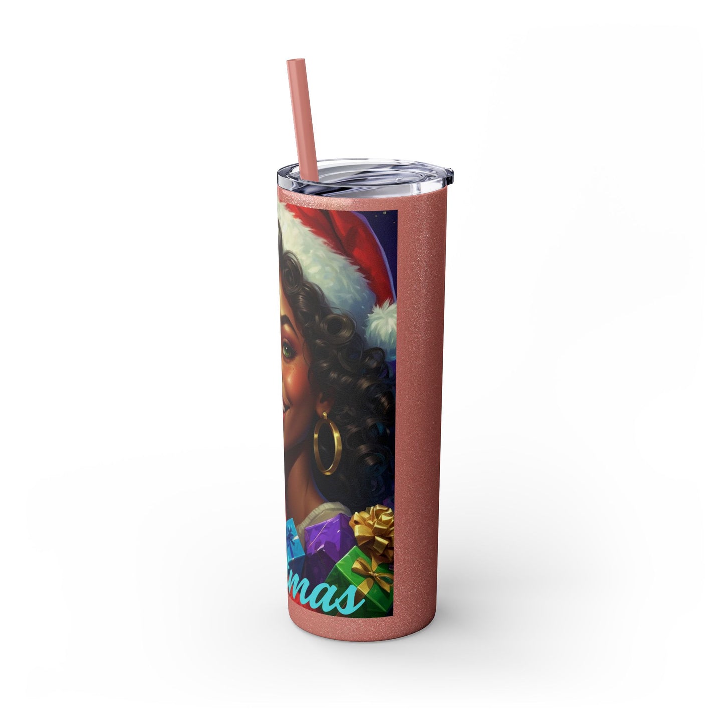 Merry Christmas Skinny Tumbler with Straw, 20oz