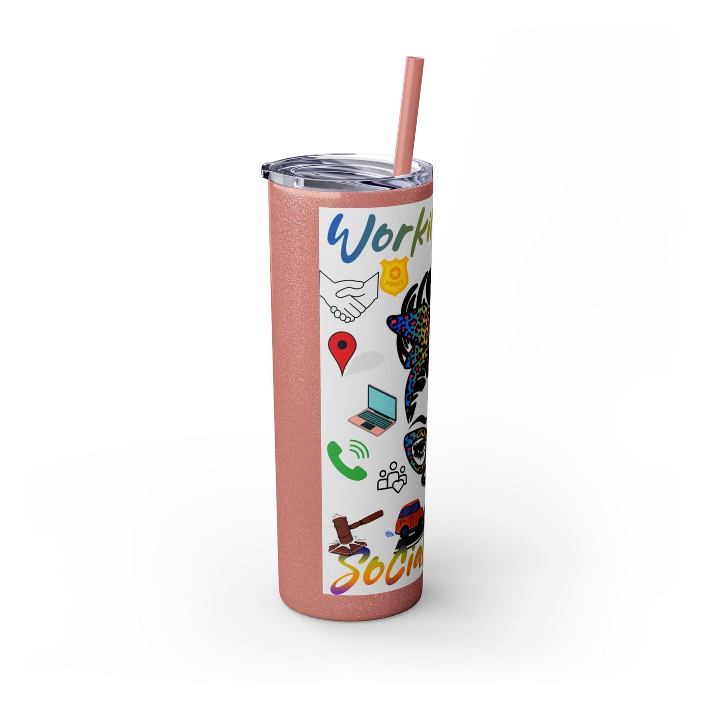 Social Worker Skinny Tumbler with Straw, 20oz