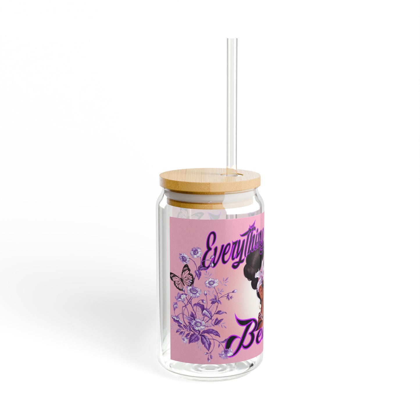 Everything In Life is Beautiful Glass with Bamboo Lid, 16oz