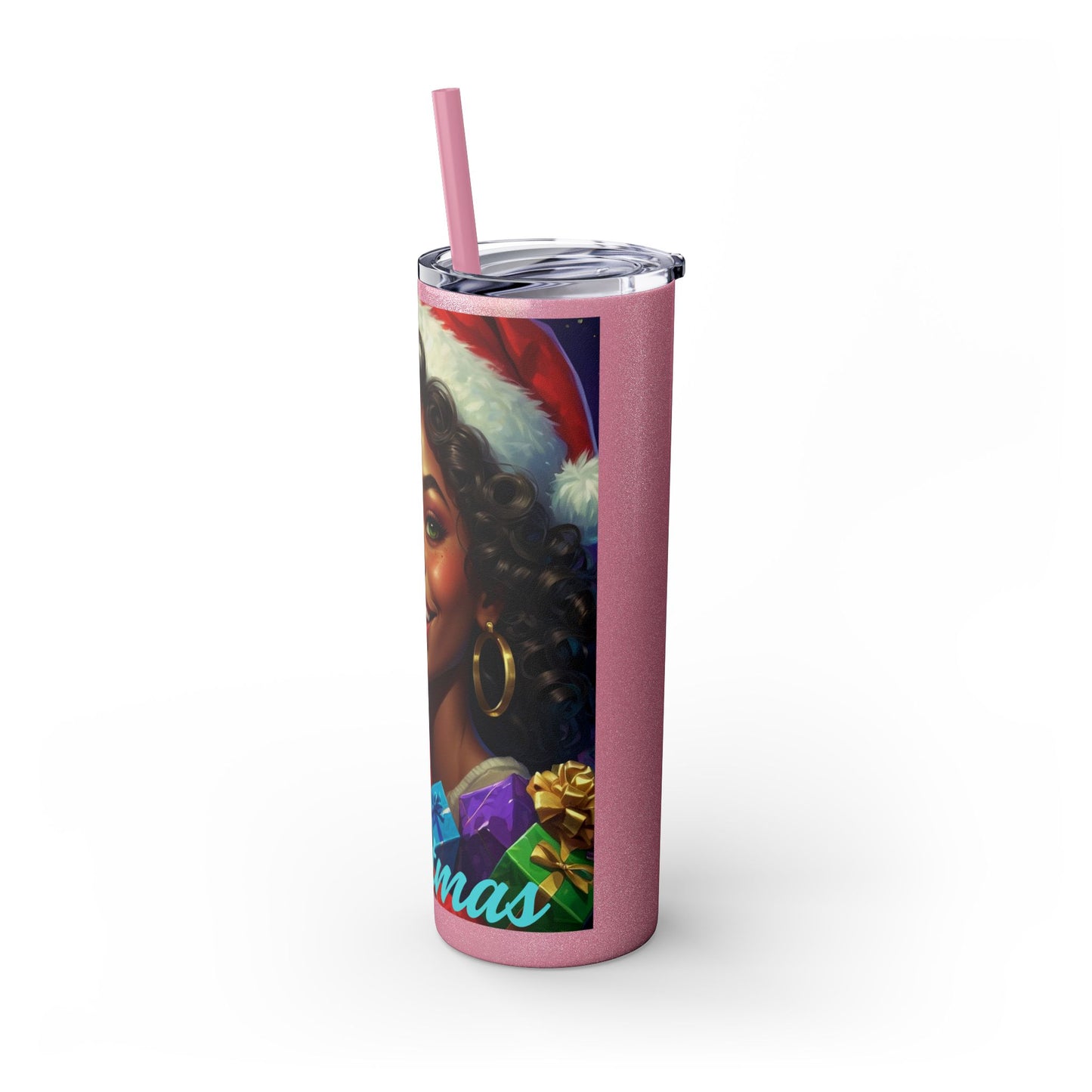 Merry Christmas Skinny Tumbler with Straw, 20oz