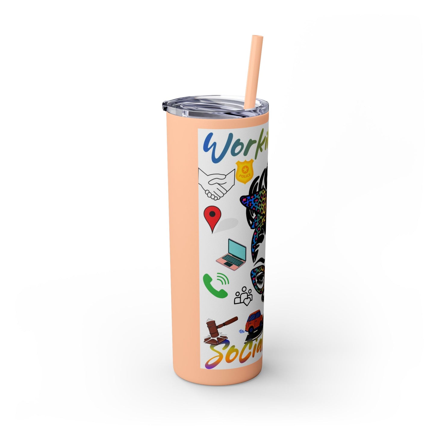 Social Worker Skinny Tumbler with Straw, 20oz