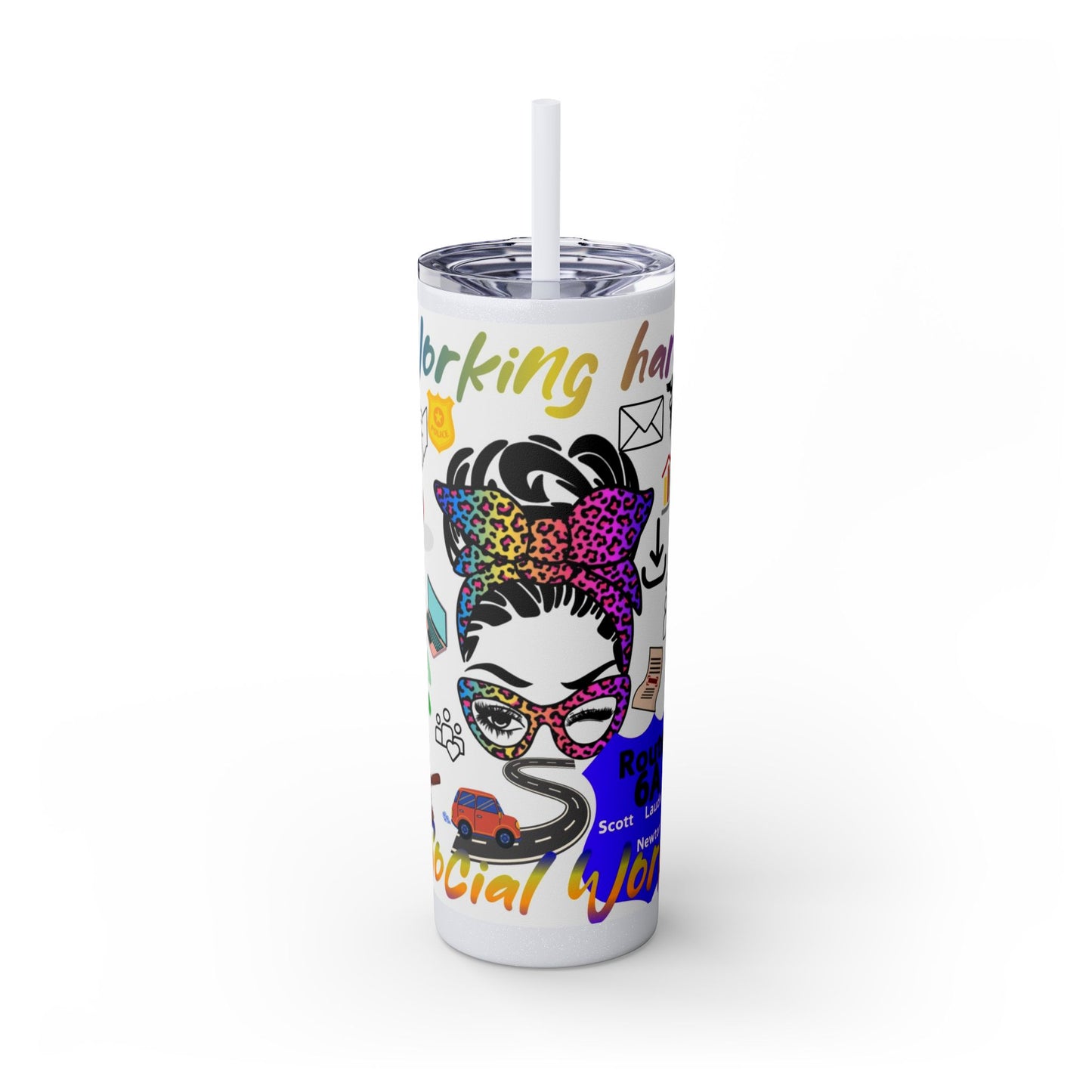 Social Worker Skinny Tumbler with Straw, 20oz