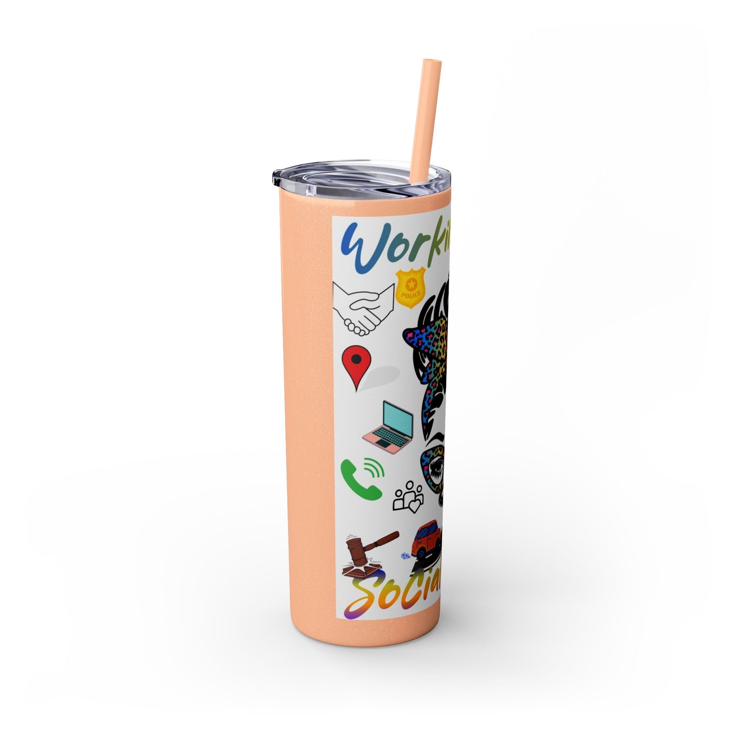 Social Worker Skinny Tumbler with Straw, 20oz