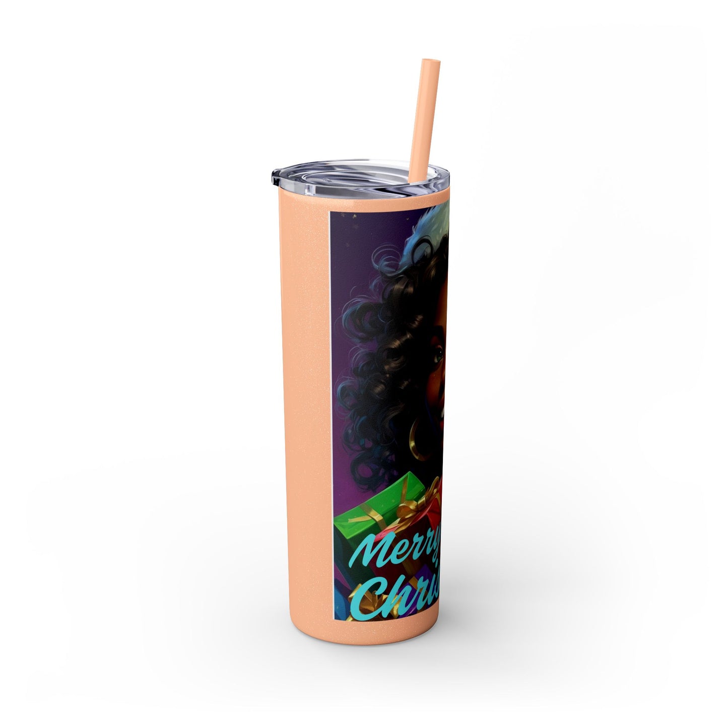 Merry Christmas Skinny Tumbler with Straw, 20oz