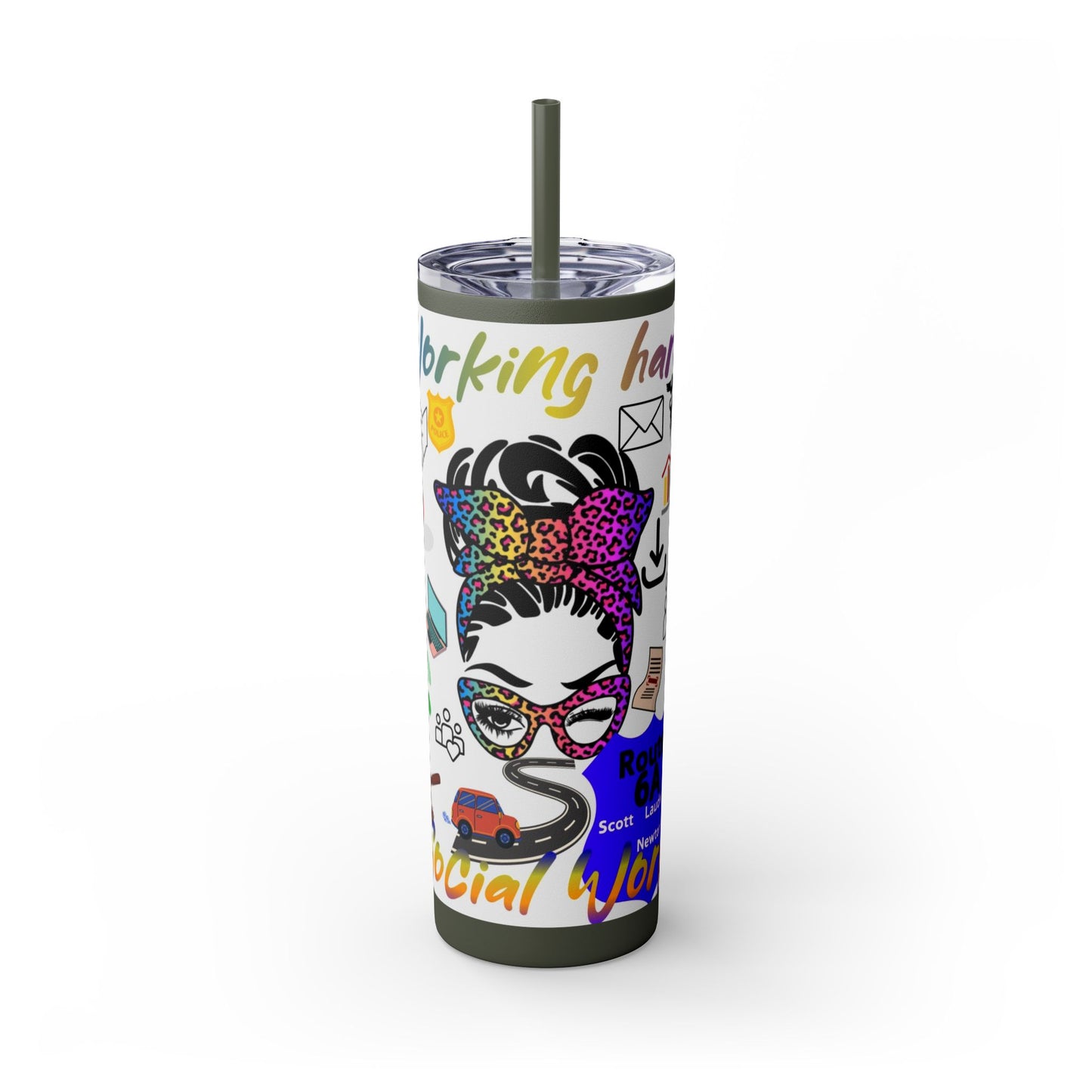 Social Worker Skinny Tumbler with Straw, 20oz