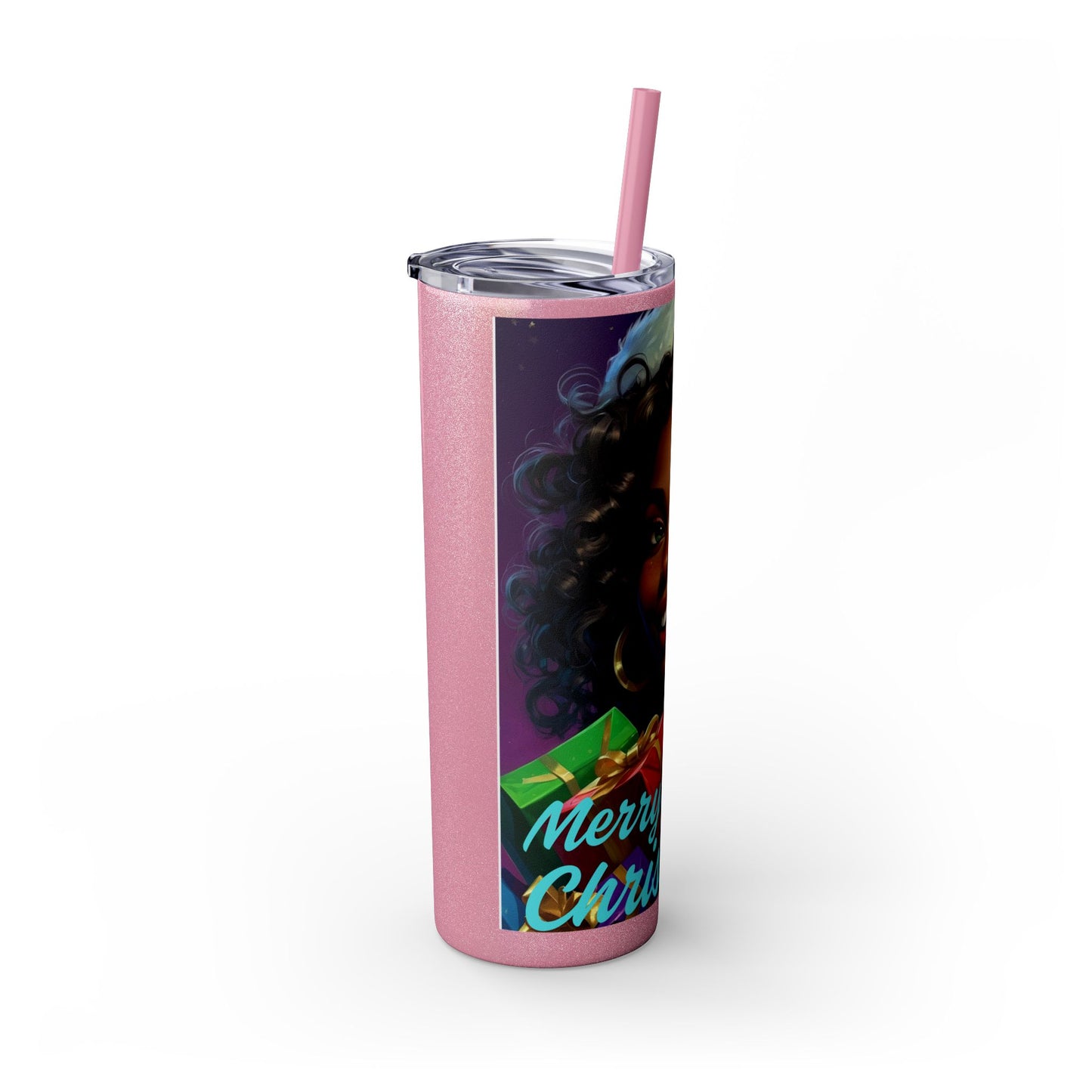 Merry Christmas Skinny Tumbler with Straw, 20oz