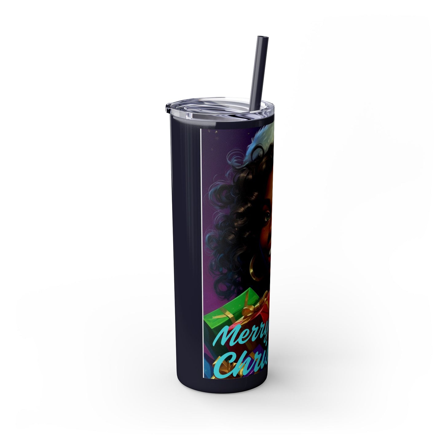 Merry Christmas Skinny Tumbler with Straw, 20oz