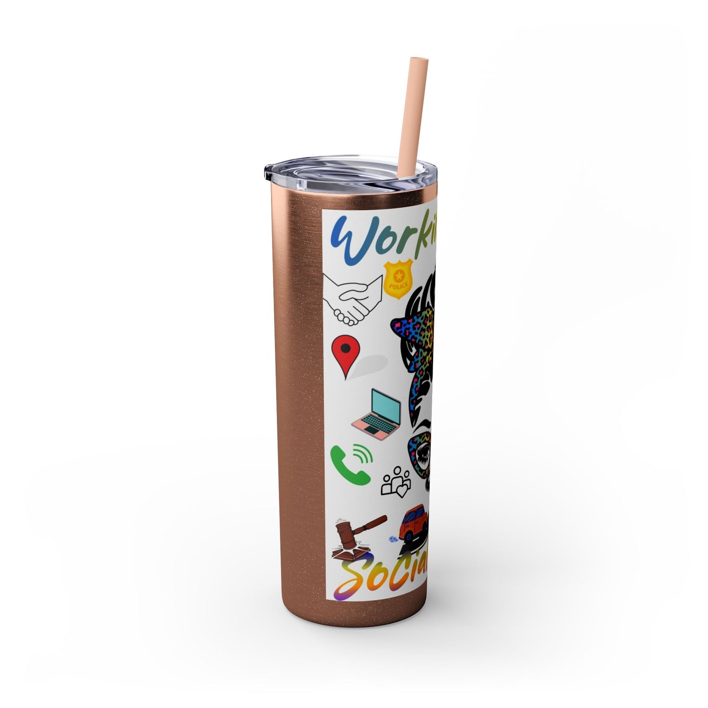 Social Worker Skinny Tumbler with Straw, 20oz