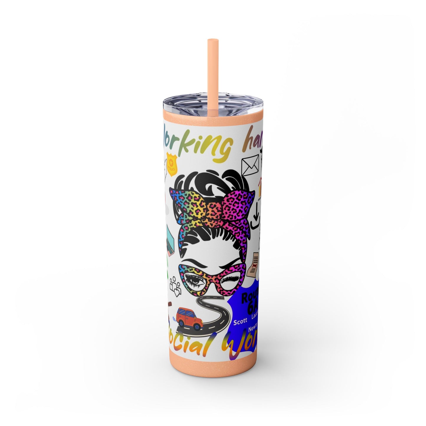 Social Worker Skinny Tumbler with Straw, 20oz