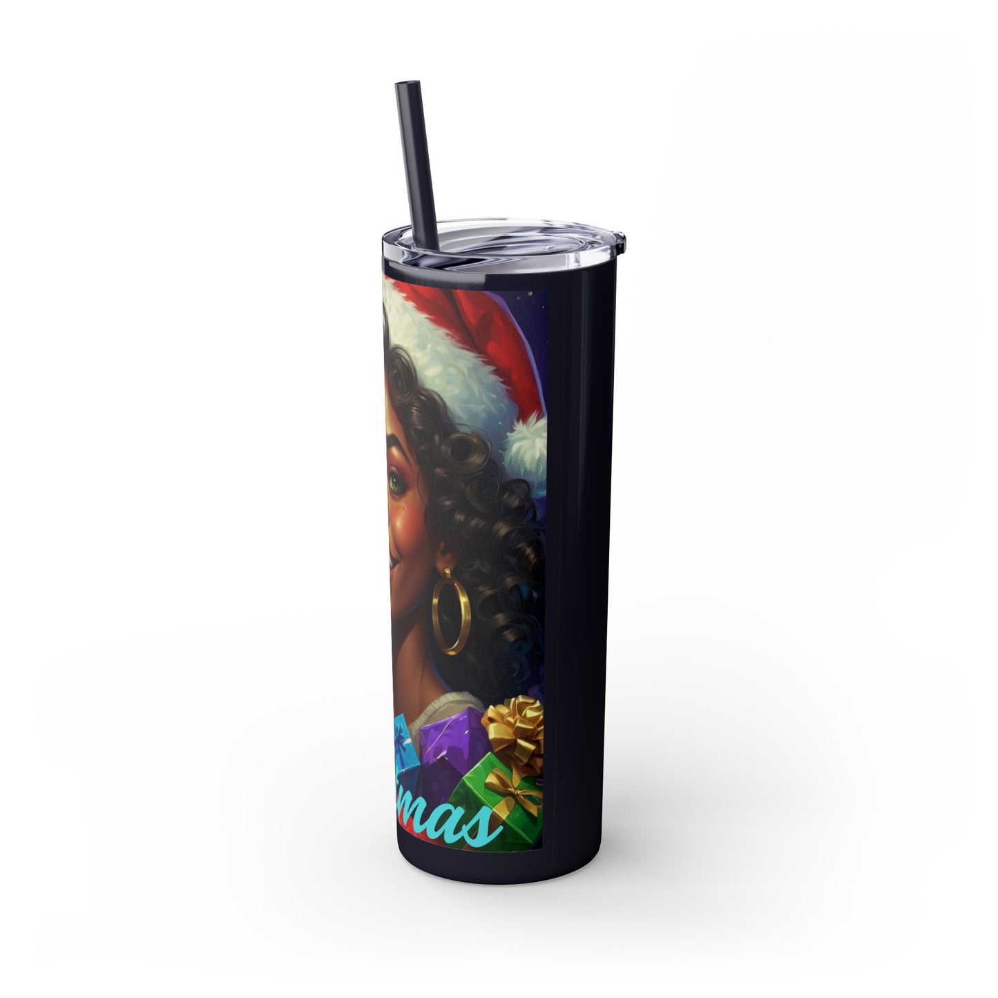 Merry Christmas Skinny Tumbler with Straw, 20oz