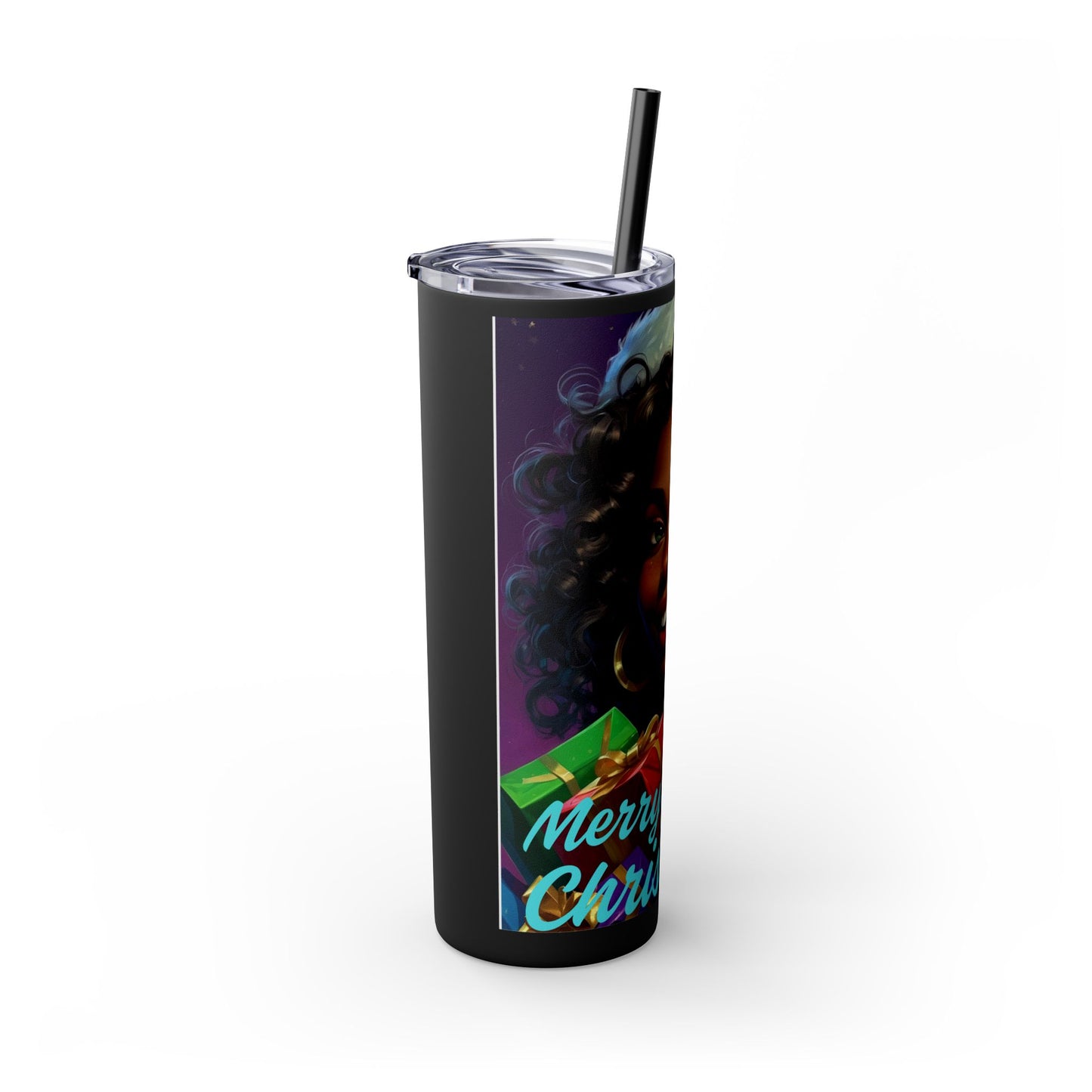 Merry Christmas Skinny Tumbler with Straw, 20oz