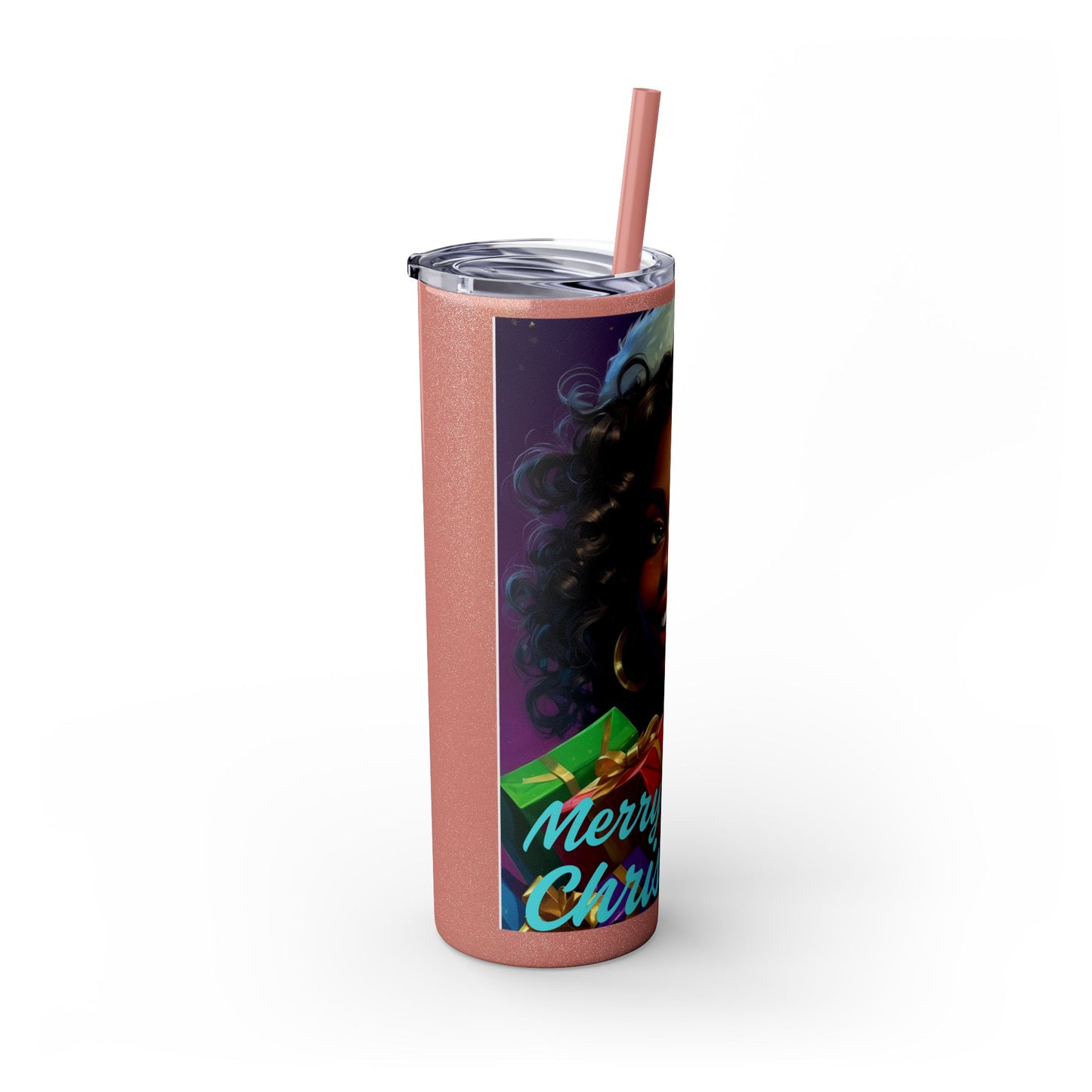 Merry Christmas Skinny Tumbler with Straw, 20oz