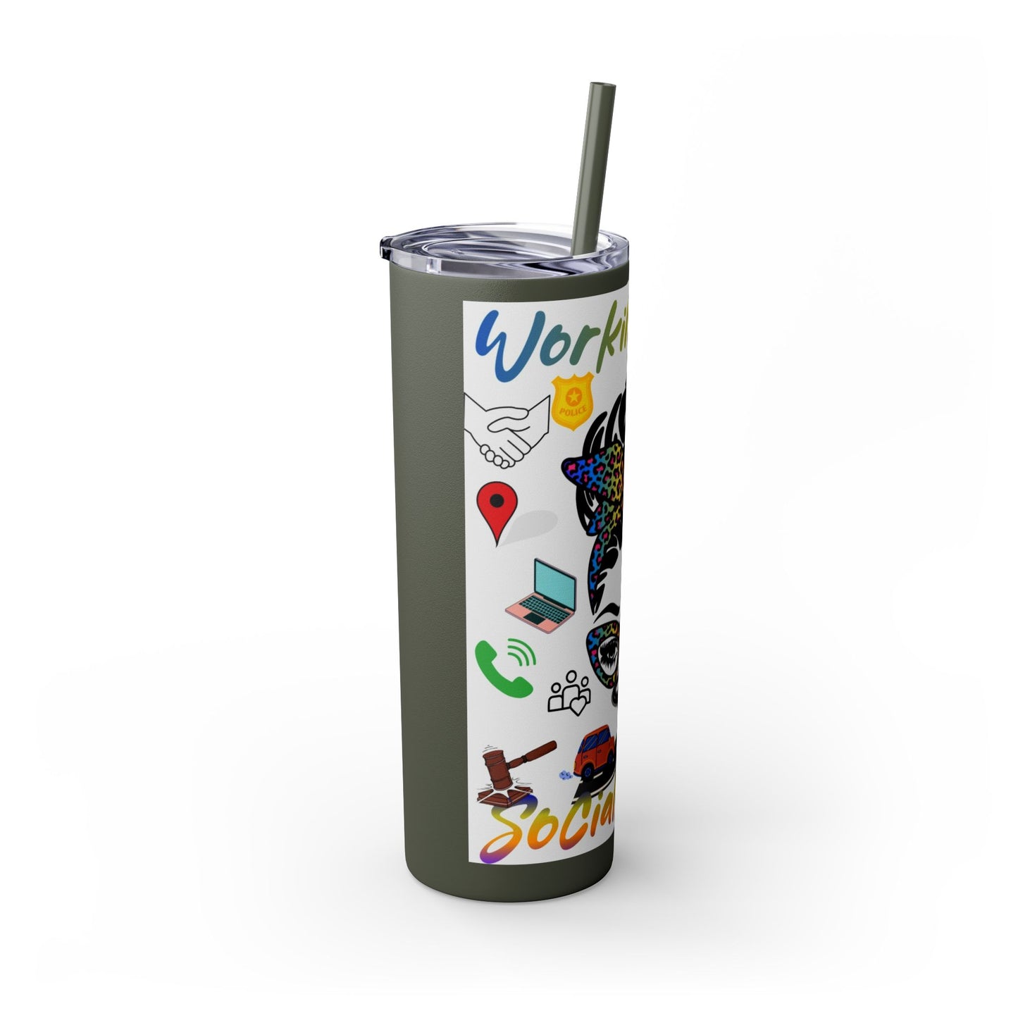 Social Worker Skinny Tumbler with Straw, 20oz