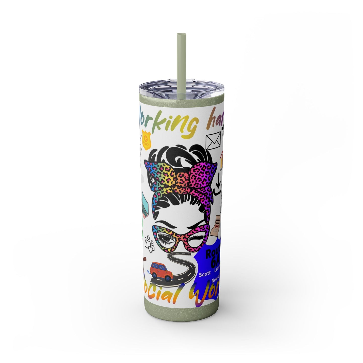 Social Worker Skinny Tumbler with Straw, 20oz