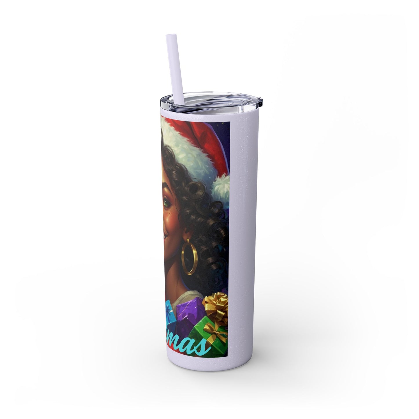 Merry Christmas Skinny Tumbler with Straw, 20oz