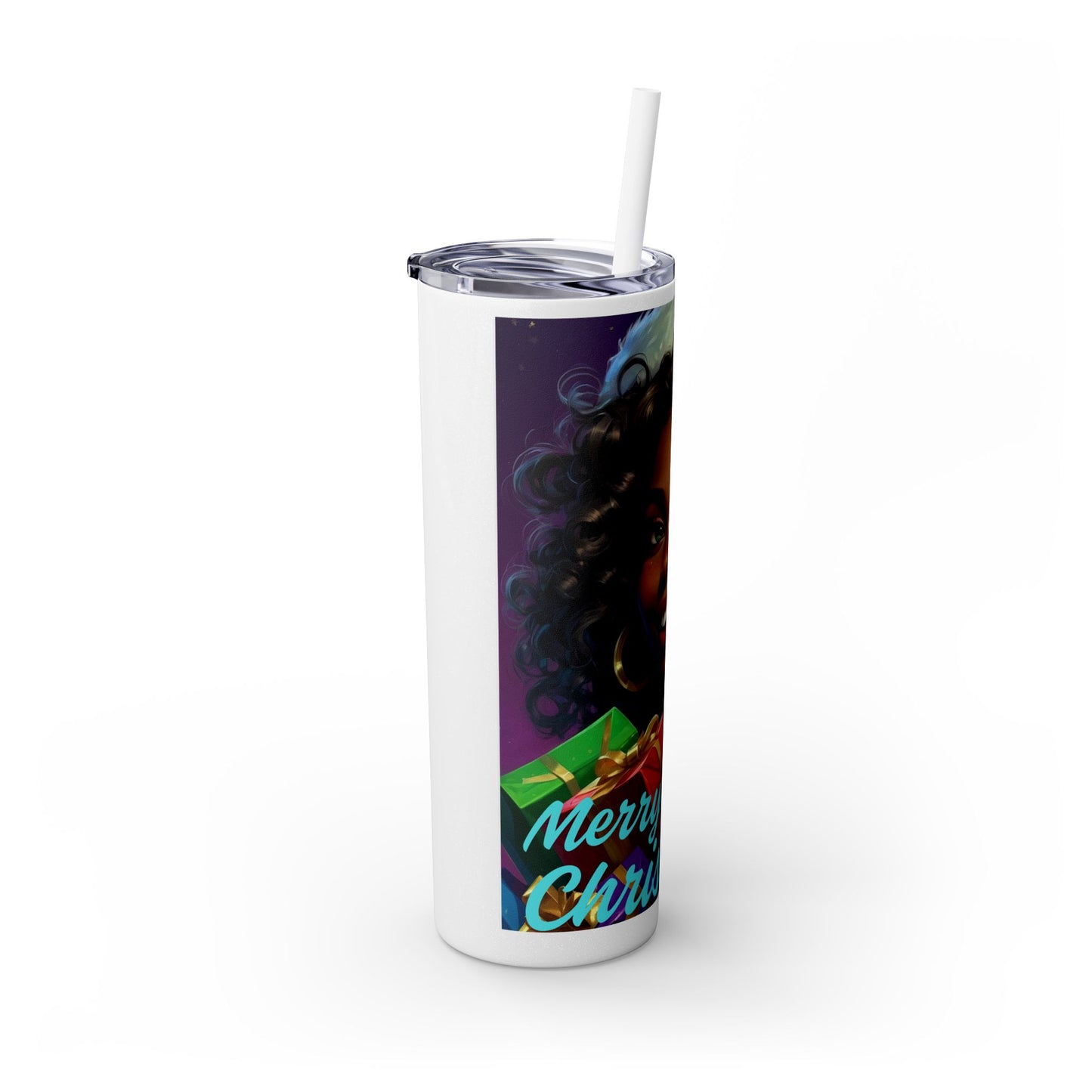 Merry Christmas Skinny Tumbler with Straw, 20oz