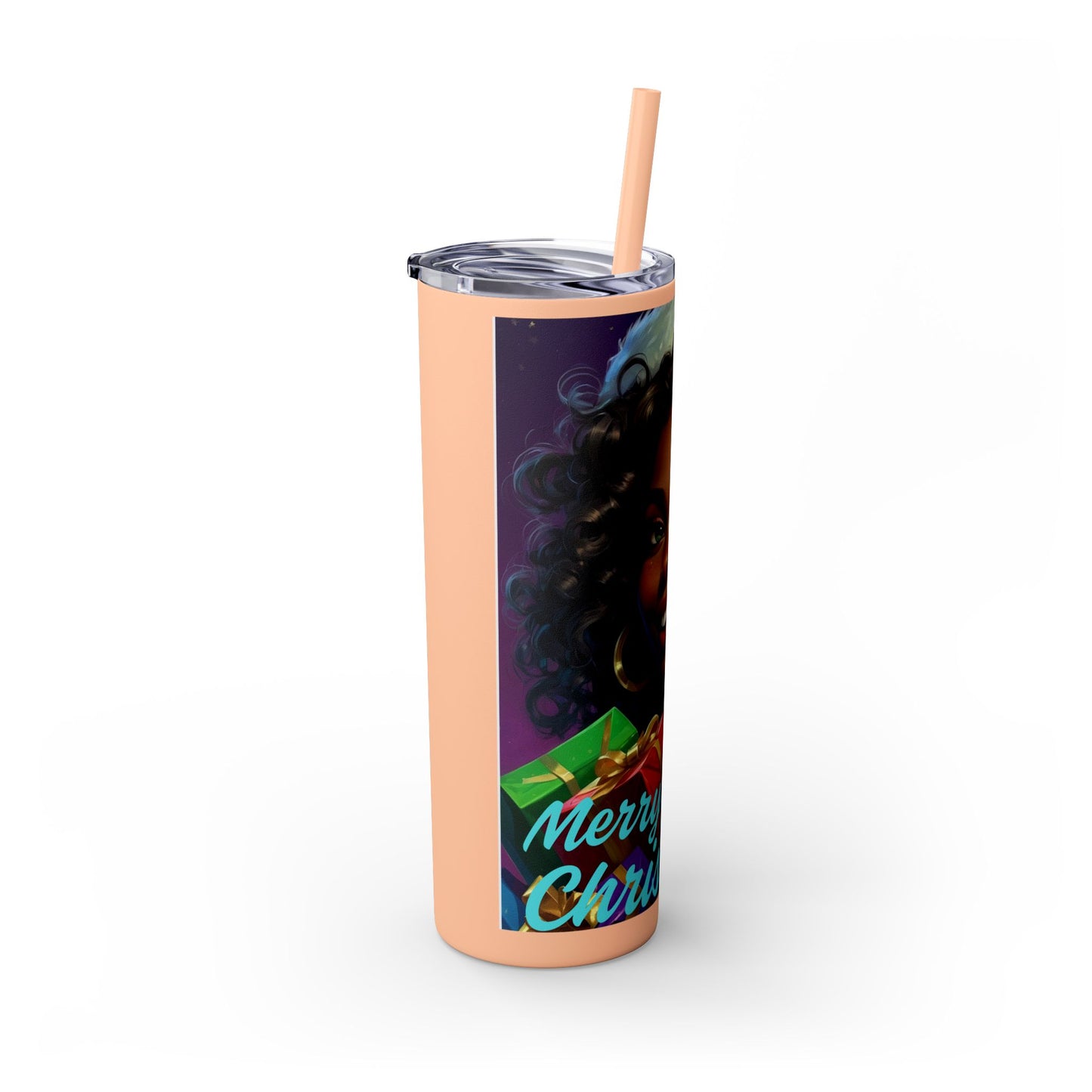 Merry Christmas Skinny Tumbler with Straw, 20oz