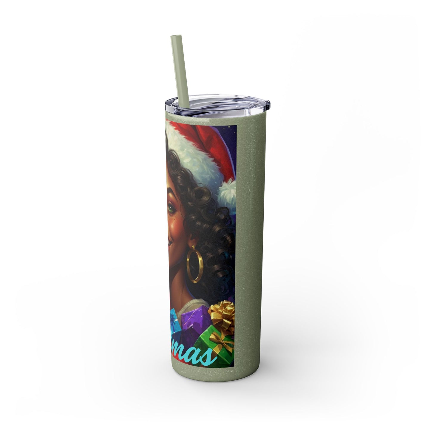 Merry Christmas Skinny Tumbler with Straw, 20oz