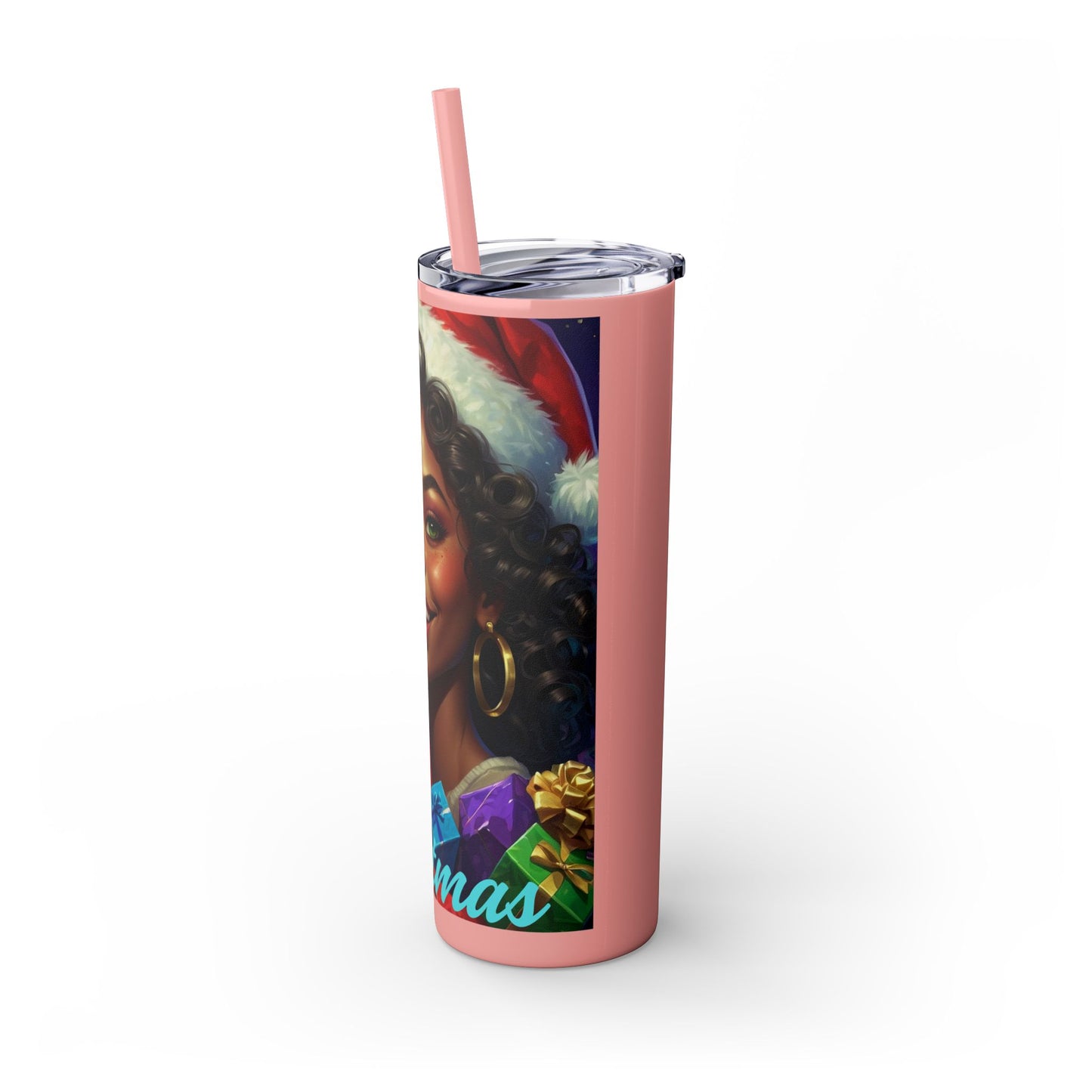 Merry Christmas Skinny Tumbler with Straw, 20oz