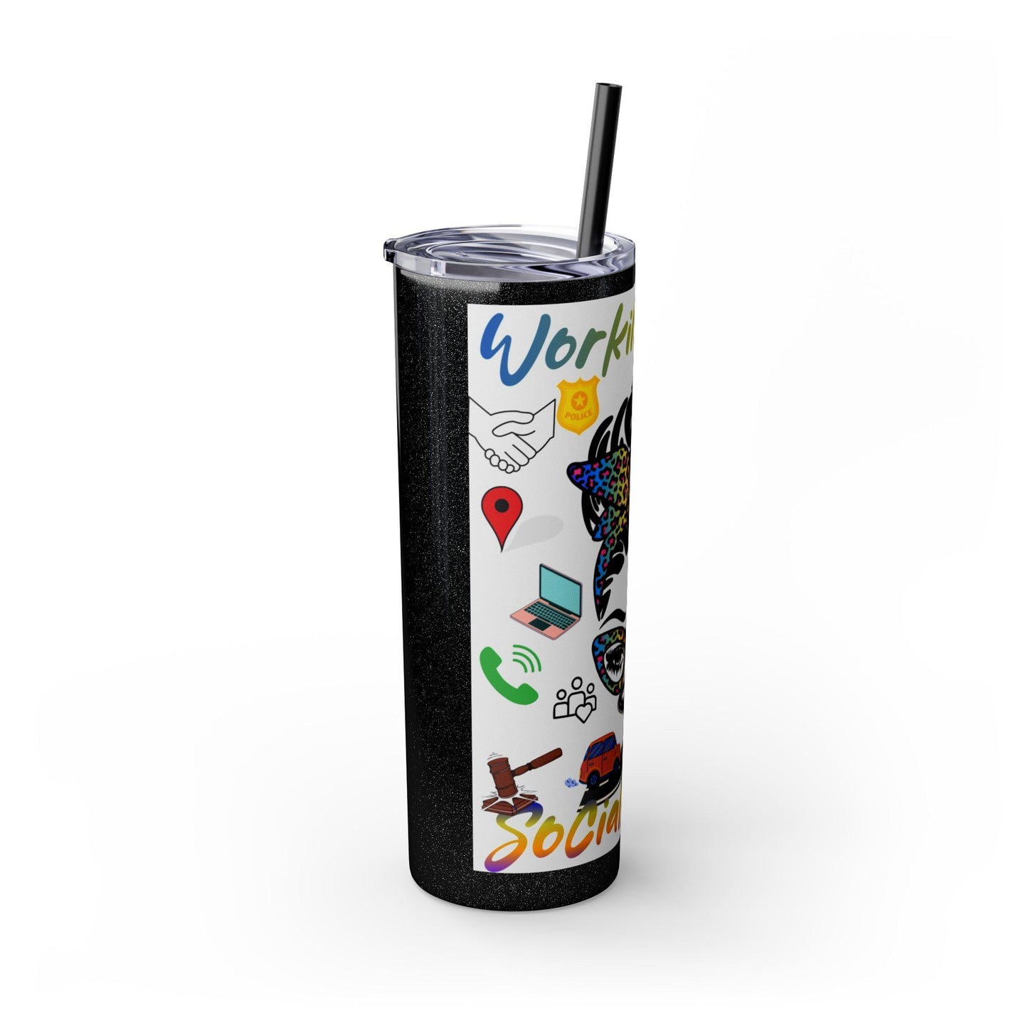 Social Worker Skinny Tumbler with Straw, 20oz