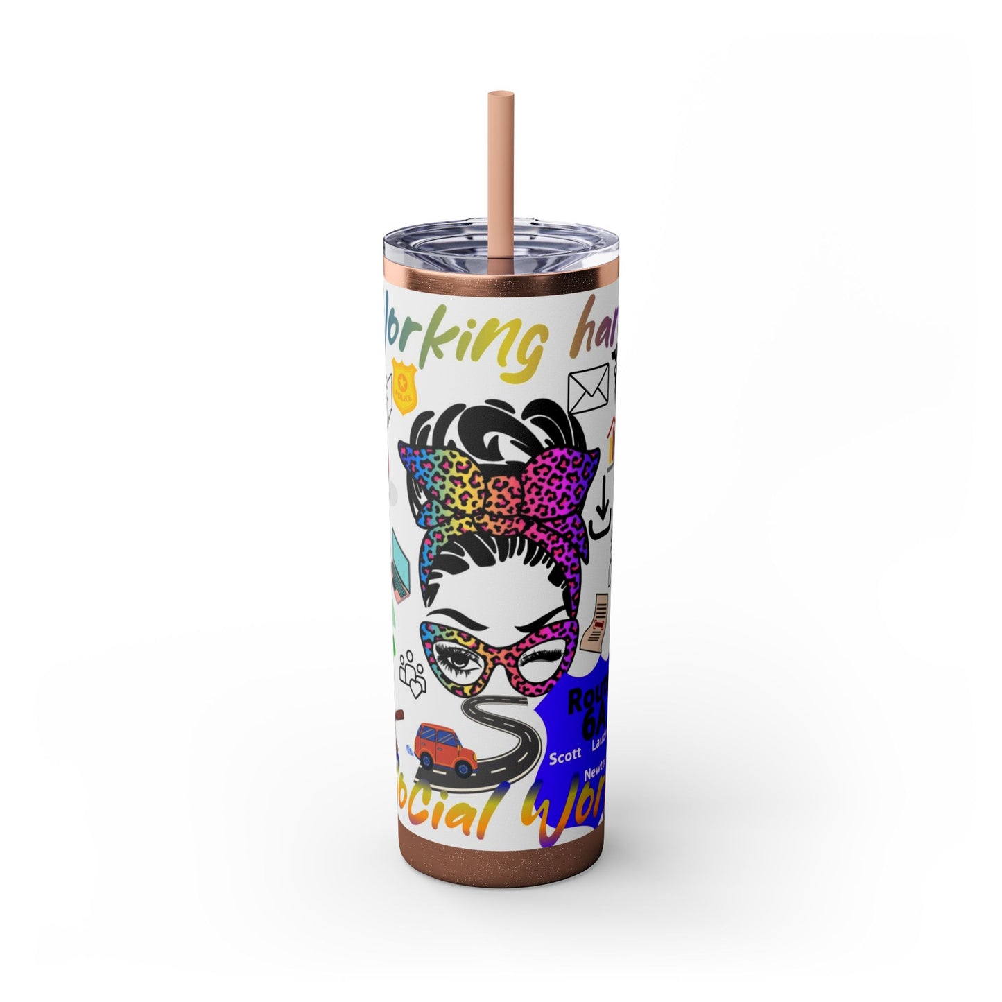 Social Worker Skinny Tumbler with Straw, 20oz