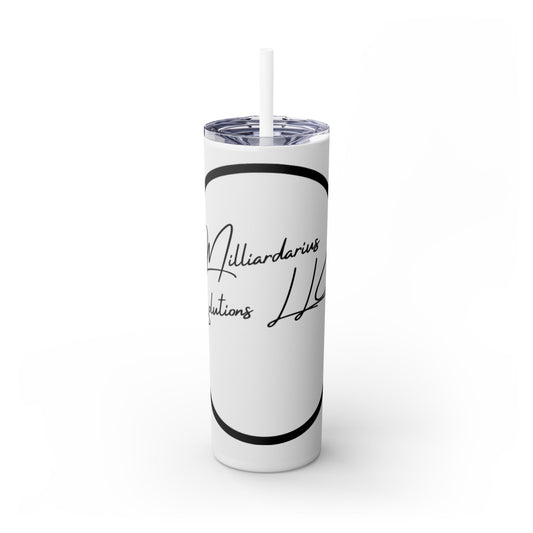 Milliardarious Logo Skinny Tumbler with Straw, 20oz